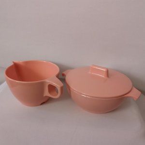 Vintage Pink GPL Melmac Covered Sugar and Creamer Set Like-new Made in Canada